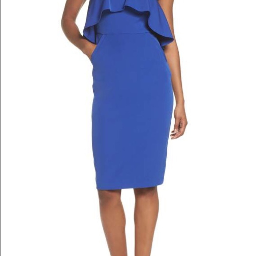 Chelsea 28 Ruffle Crepe Sheath Dress - Picture 3 of 7